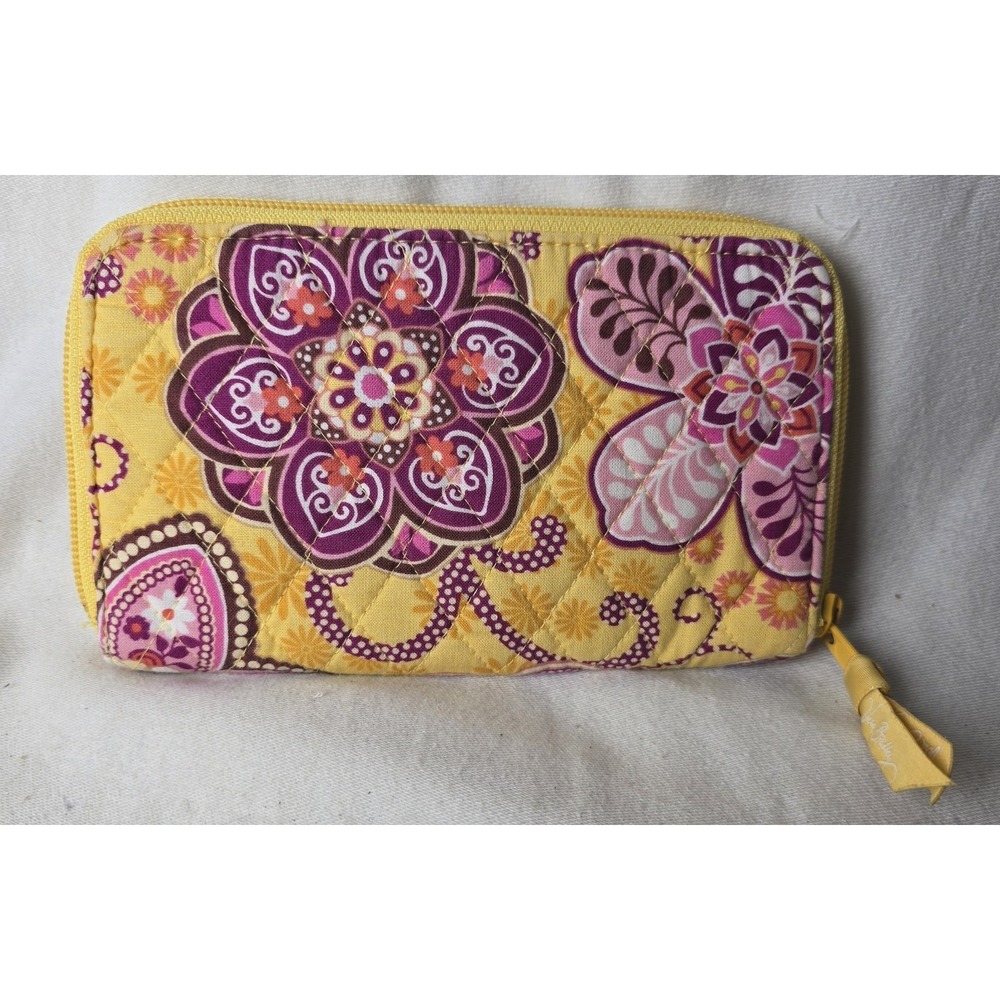 Vera Bradley Bali Gold 8" x 5" Wristlet Folding Wallet Zip Around - Picture 5 of 6